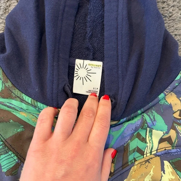 Aerie Patterned Cotton Terry Zip Up - Picture 4 of 6